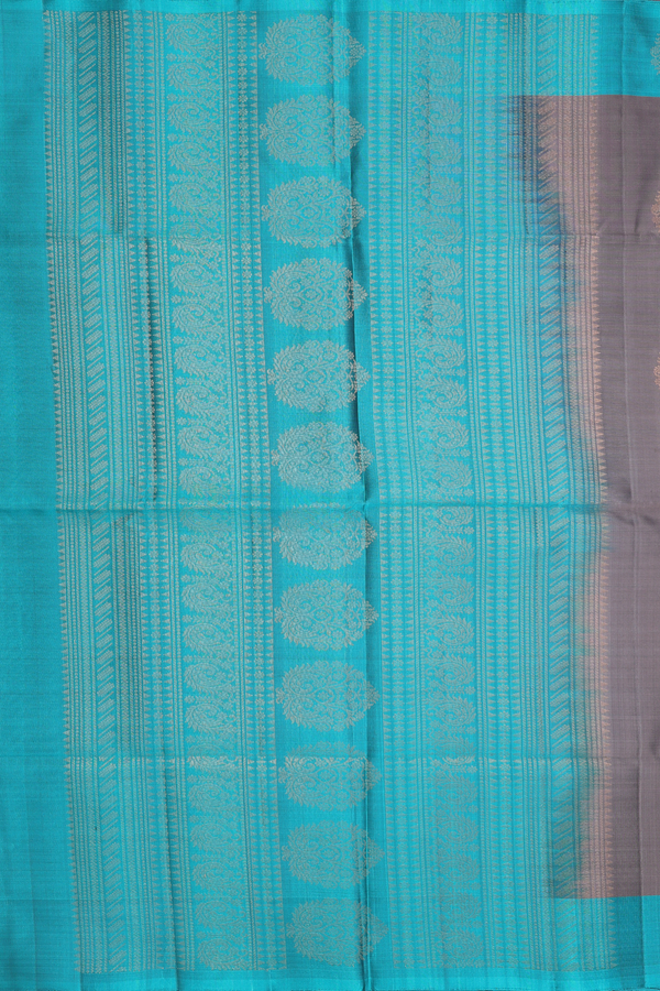 Soft Silk Saree In Oxford Brown With Tree Motifs