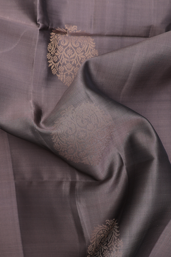 Soft Silk Saree In Oxford Brown With Tree Motifs