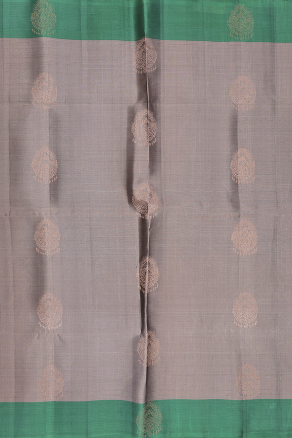 Soft Silk Saree In Oxford Brown With Zari Motifs