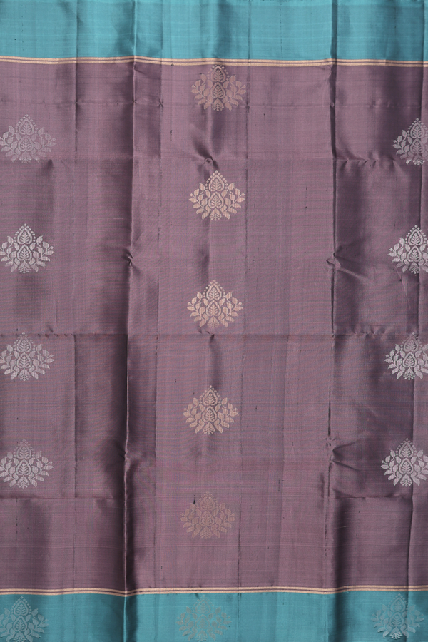 Soft Silk Saree In Oxford Brown With Zari Motifs