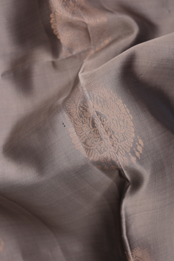 Soft Silk Saree In Oxford Brown With Zari Motifs