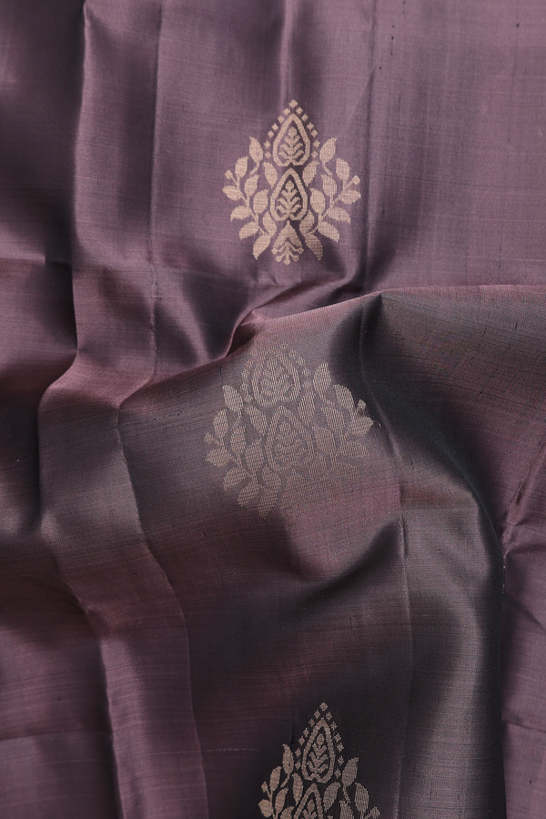 Soft Silk Saree In Oxford Brown With Zari Motifs