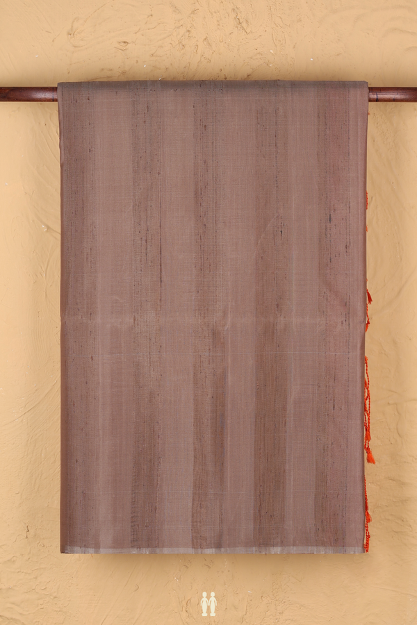 Soft Silk Saree In Cocoa Brown With Contrast Pallu