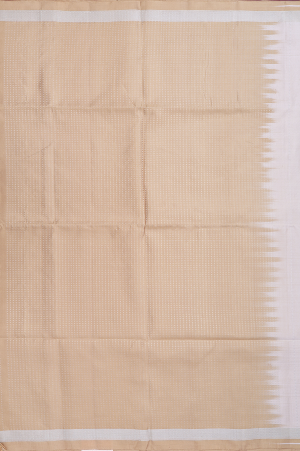 Soft Silk Saree In Pale Brown With Stripes Design