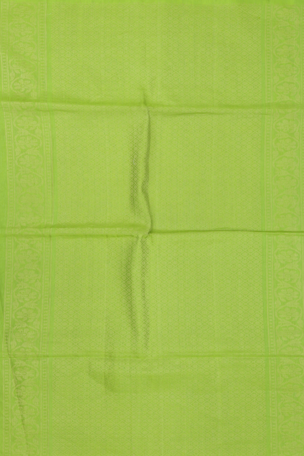 Soft Silk Saree In Parrot Green With Floral Buttas