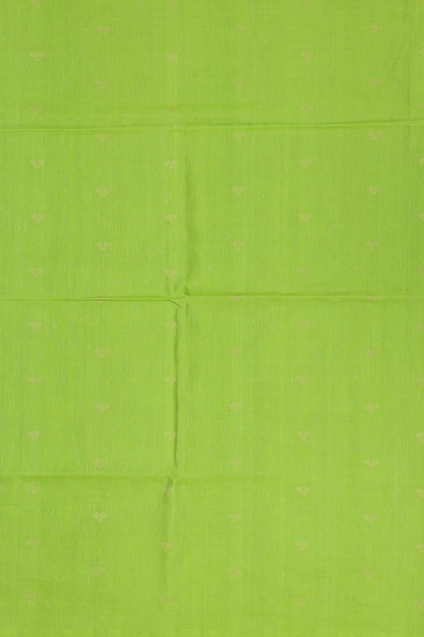 Soft Silk Saree In Parrot Green With Floral Buttas