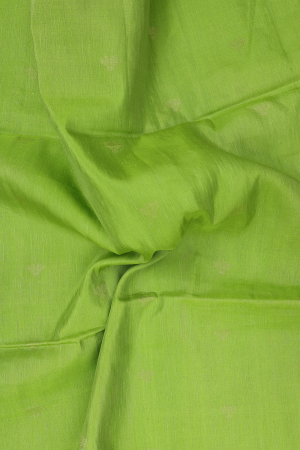 Soft Silk Saree In Parrot Green With Floral Buttas