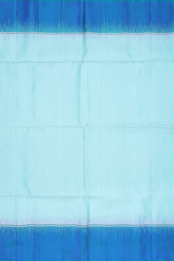 Soft Silk Saree In Pastel Blue With Stripes Design