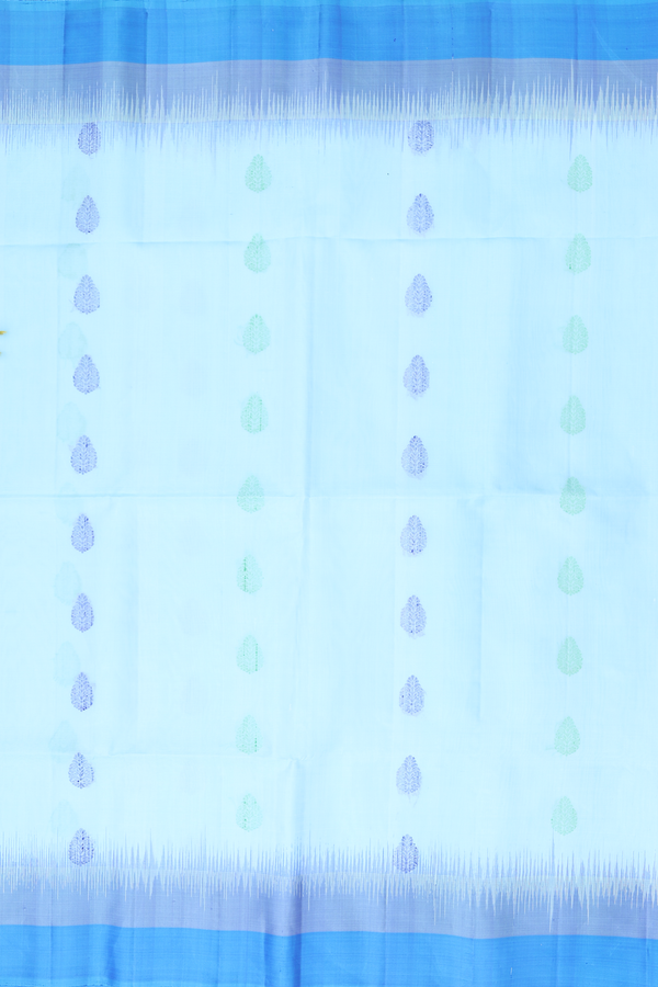 Soft Silk Saree In Pastel Blue With Threadwork Buttas