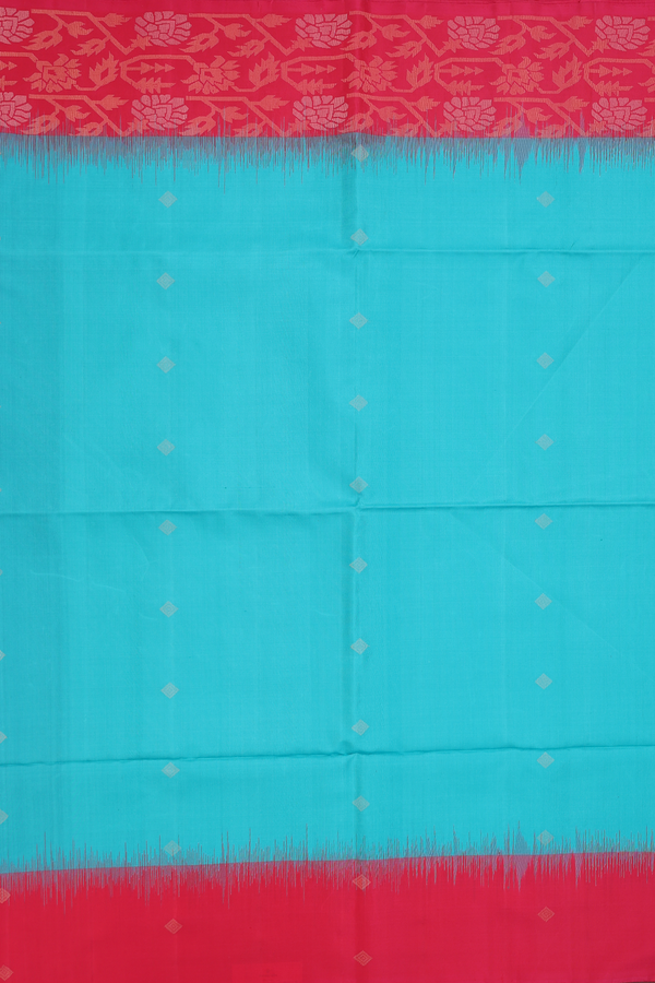 Soft Silk Saree In Peacock Blue With Diamond Buttas