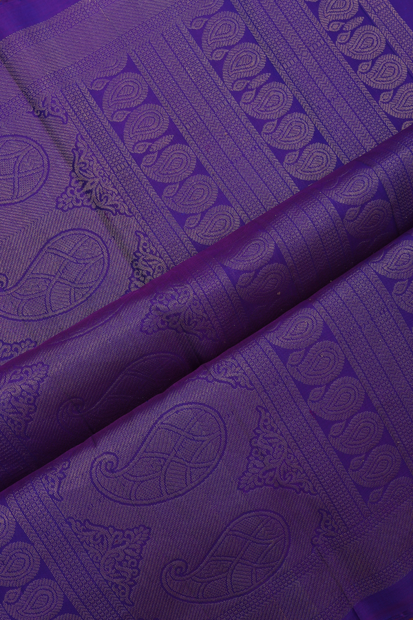 Soft Silk Saree In Peacock Blue With Paisley Design
