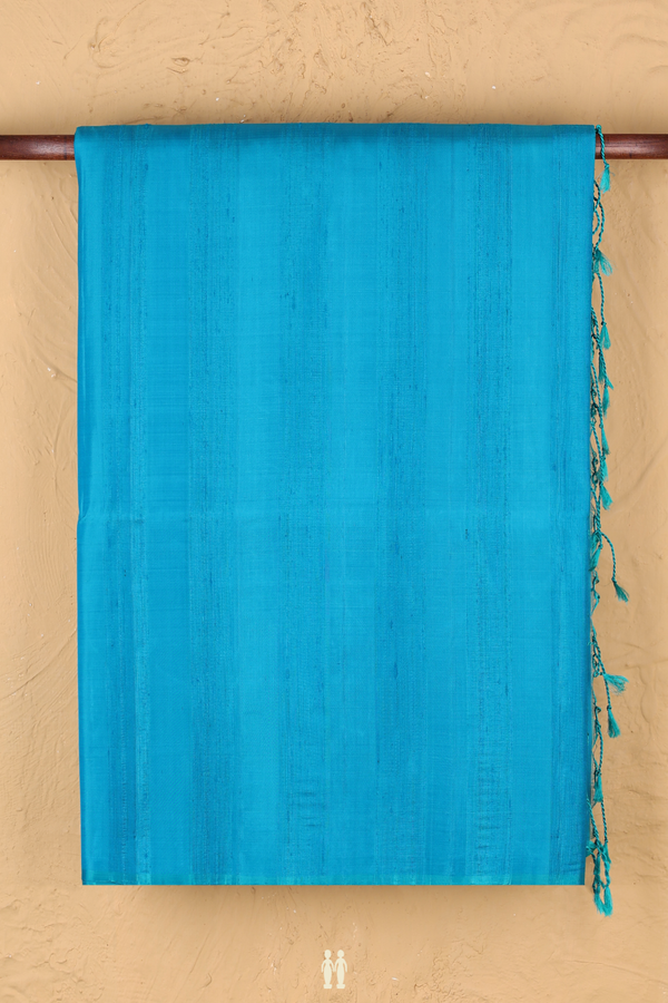 Soft Silk Saree In Peacock Blue With Plain