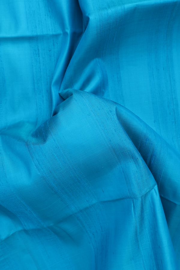 Soft Silk Saree In Peacock Blue With Plain