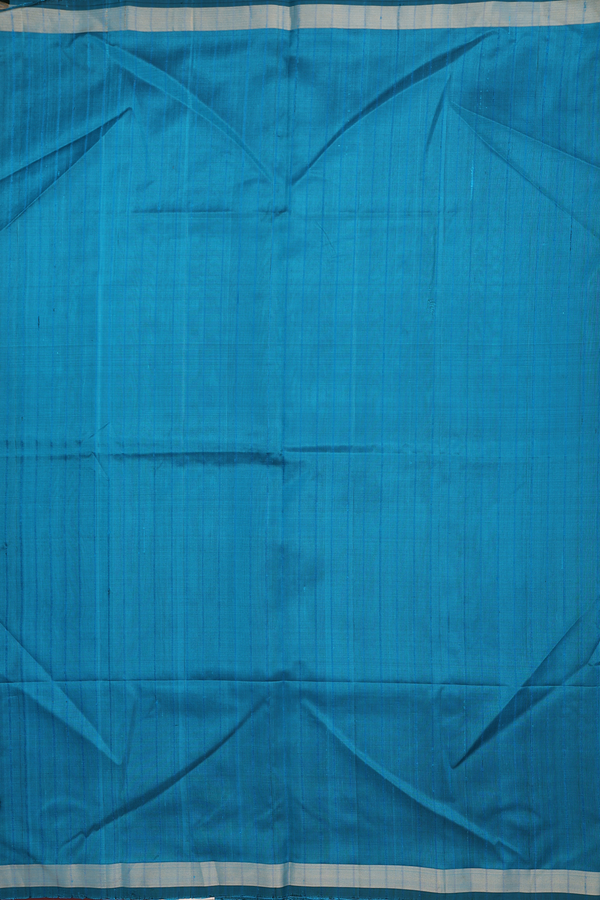 Soft Silk Saree In Peacock Blue With Stripes Design