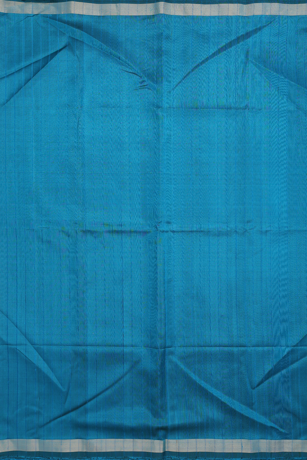 Soft Silk Saree In Peacock Blue With Stripes Design
