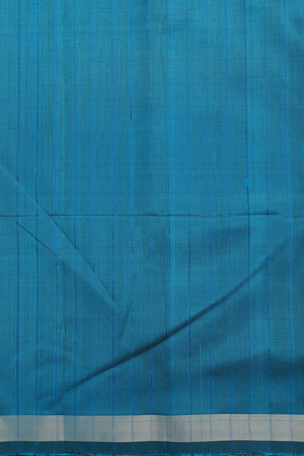 Soft Silk Saree In Peacock Blue With Stripes Design
