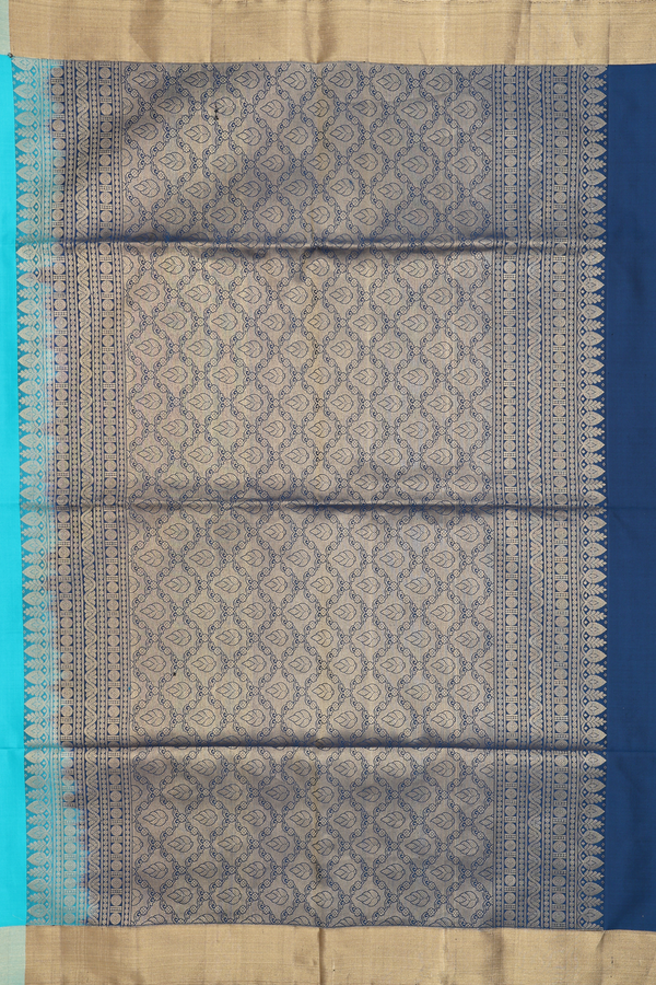 Soft Silk Saree In Peacock Blue With Zari Border