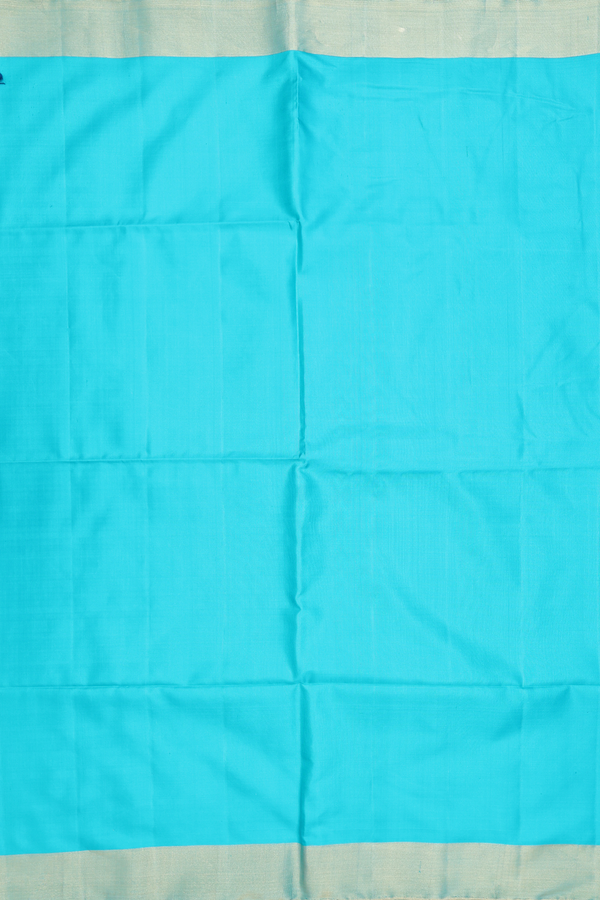 Soft Silk Saree In Peacock Blue With Zari Border