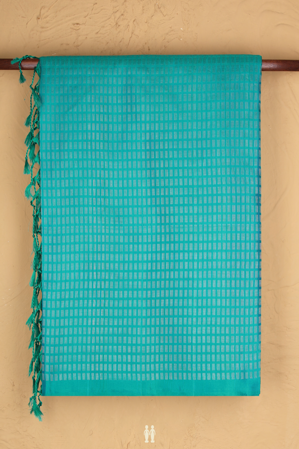 Soft Silk Saree In Peacock Blue With Zari Design