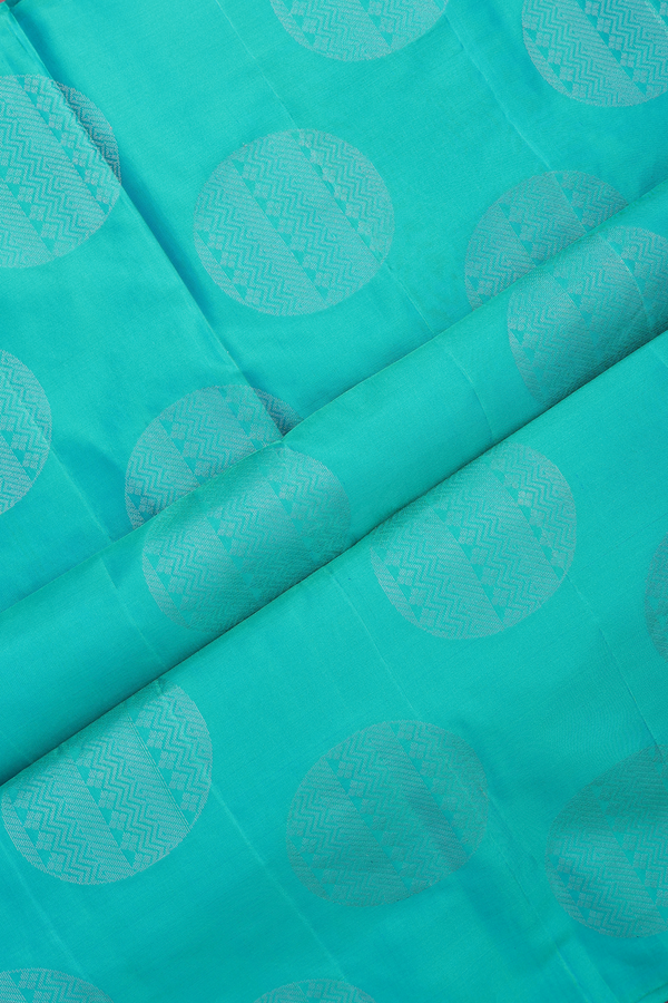 Soft Silk Saree In Peacock Blue With Zari Design