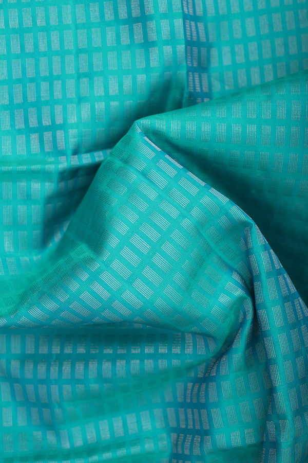 Soft Silk Saree In Peacock Blue With Zari Design