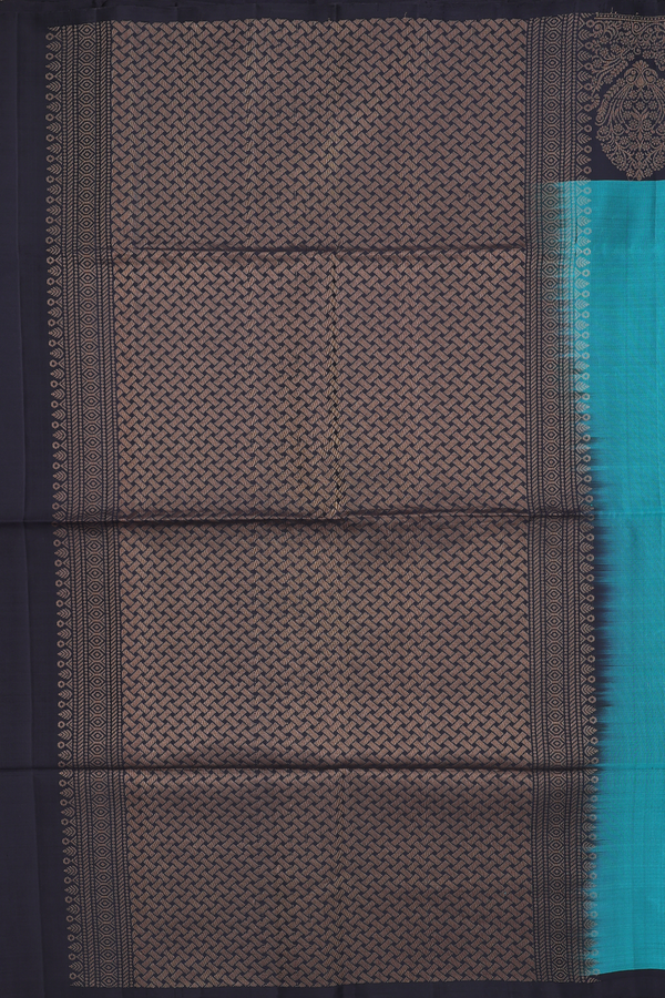 Soft Silk Saree In Peacock Green With Floral Buttas