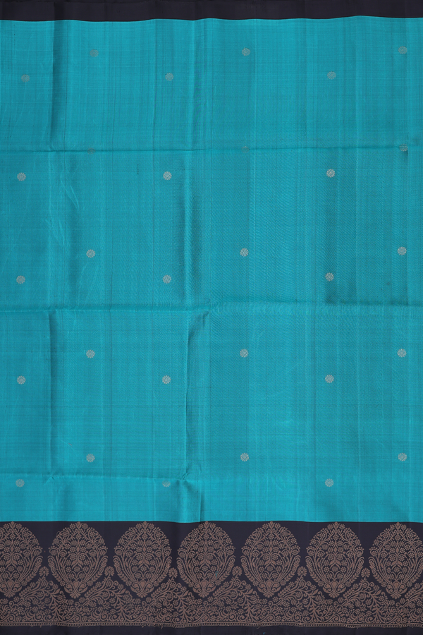 Soft Silk Saree In Peacock Green With Floral Buttas