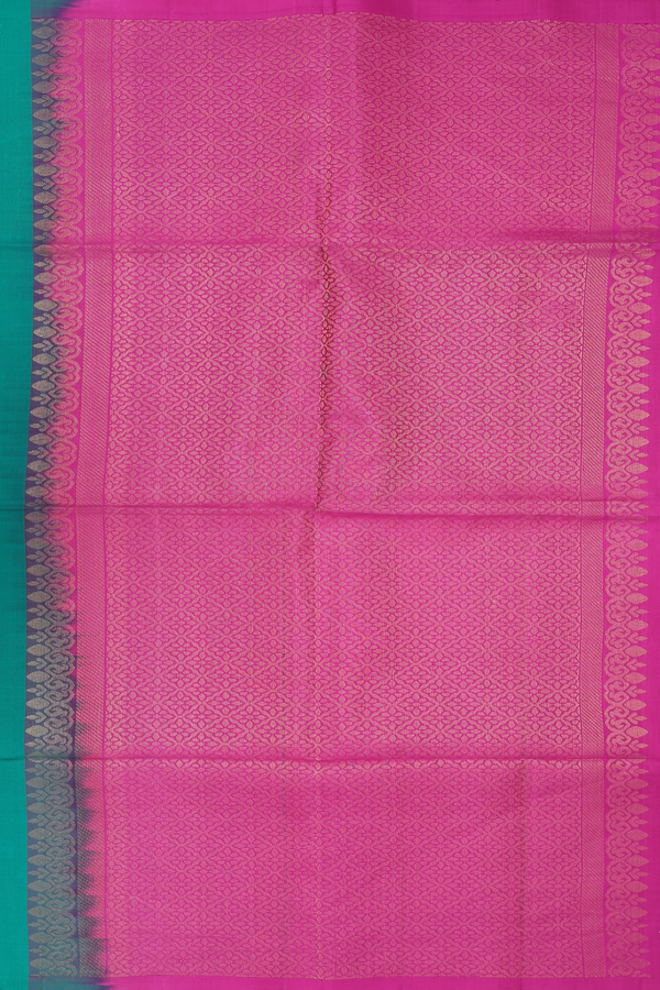 Soft Silk Saree In Peacock Green With Zari Motifs