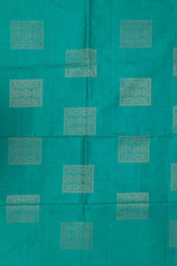 Soft Silk Saree In Peacock Green With Zari Motifs