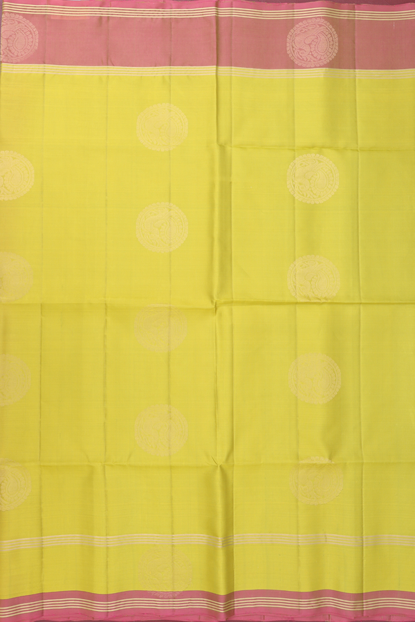 Soft Silk Saree In Pear Green With Peacock Motifs