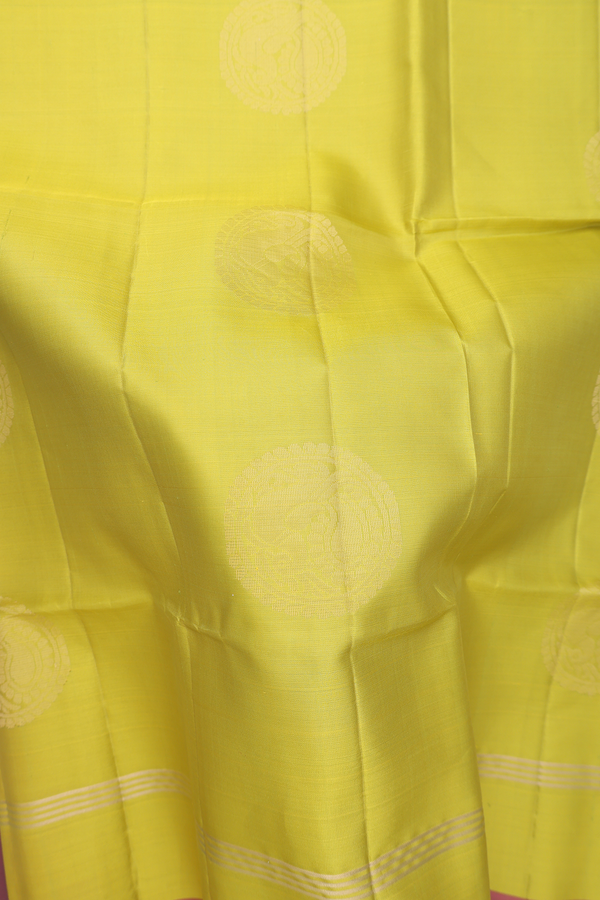 Soft Silk Saree In Pear Green With Peacock Motifs