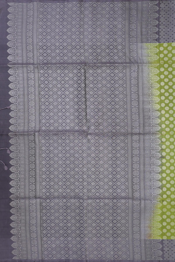 Soft Silk Saree In Pear Green With Polka Buttas