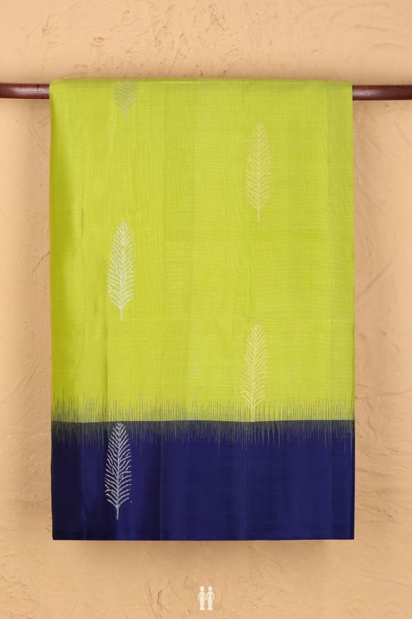 Soft Silk Saree In Pear Green With Zari Motifs