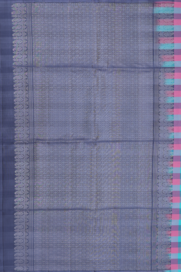 Soft Silk Saree In Pink And Blue With Checks Design