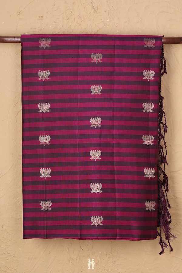Soft Silk Saree In Pink And Purple With Stripes Design