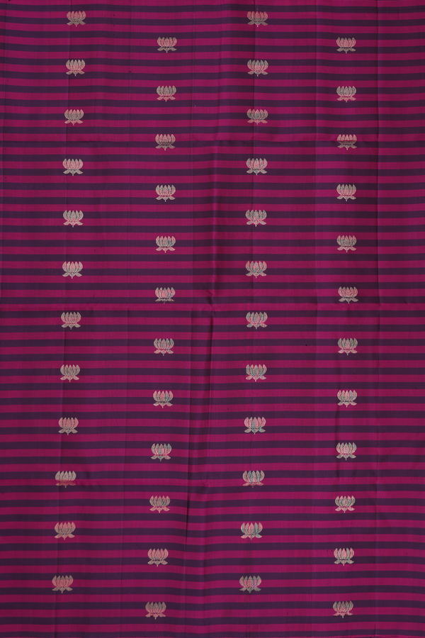 Soft Silk Saree In Pink And Purple With Stripes Design