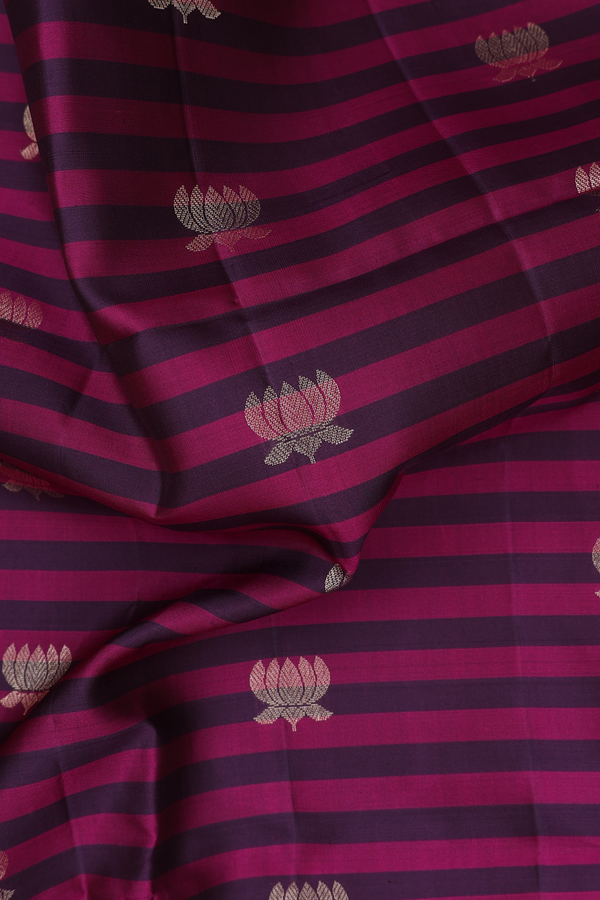 Soft Silk Saree In Pink And Purple With Stripes Design