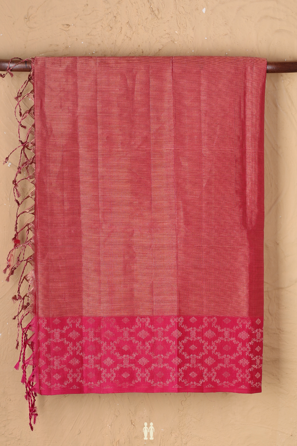 Soft Silk Saree In Pink Tissue With Stripes Design