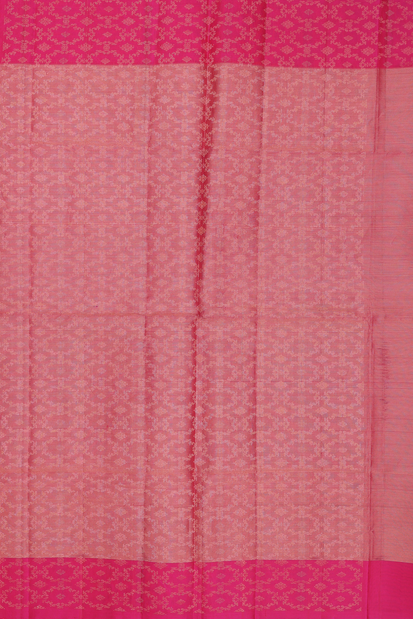 Soft Silk Saree In Pink Tissue With Stripes Design