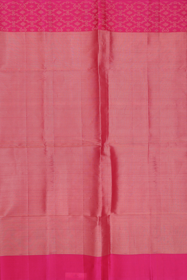 Soft Silk Saree In Pink Tissue With Stripes Design
