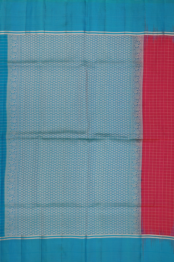 Soft Silk Saree In Pink With Checks Design