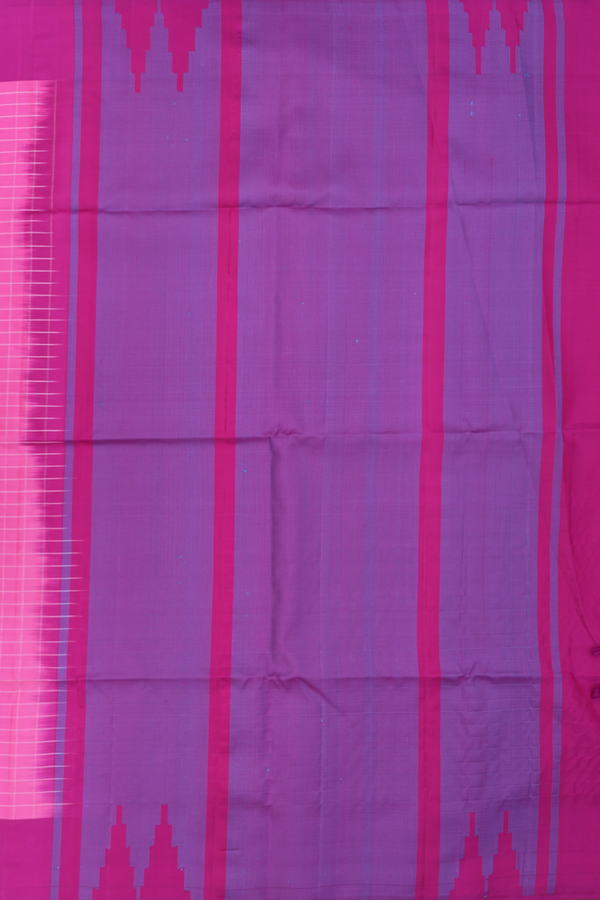 Soft Silk Saree In Pink With Checks Design