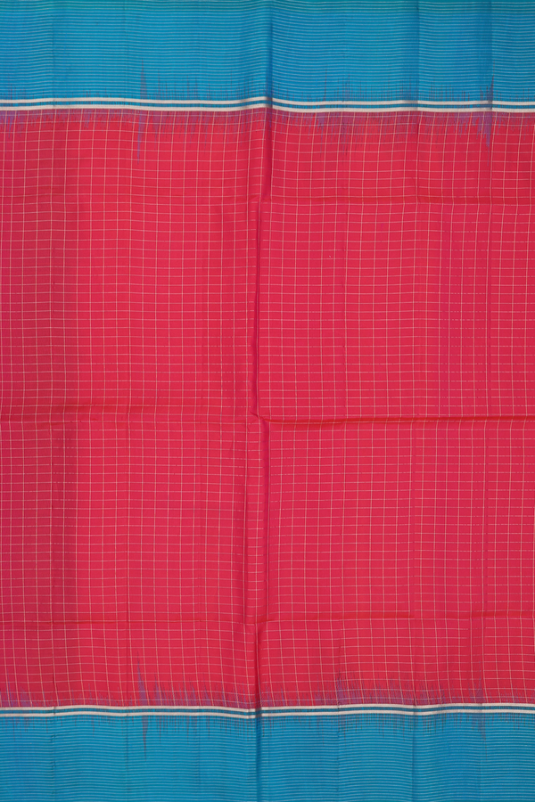 Soft Silk Saree In Pink With Checks Design
