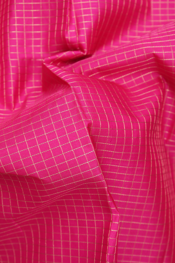 Soft Silk Saree In Pink With Checks Design