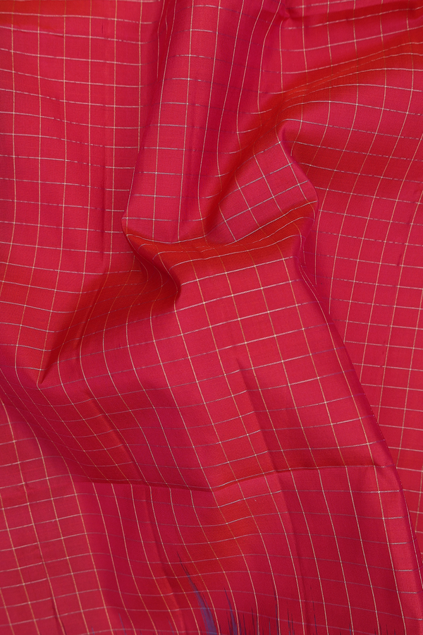 Soft Silk Saree In Pink With Checks Design