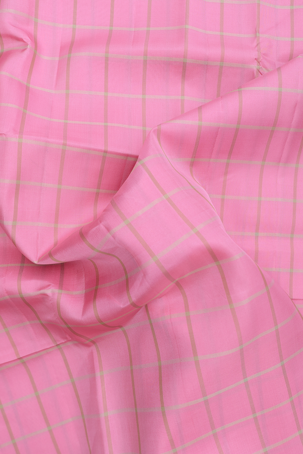 Soft Silk Saree In Pink With Checks Design