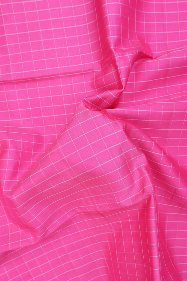 Soft Silk Saree In Pink With Checks Design
