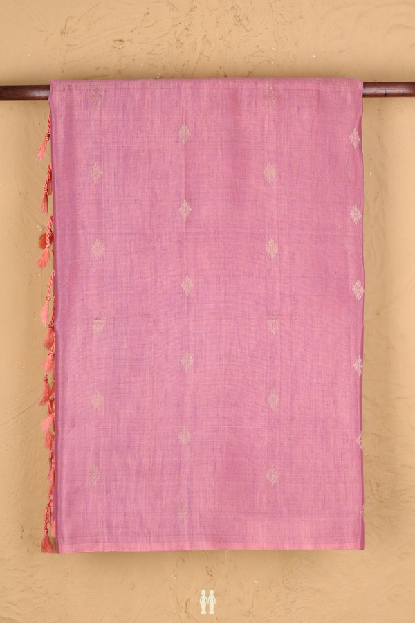 Soft Silk Saree In Pink With Floral Buttas