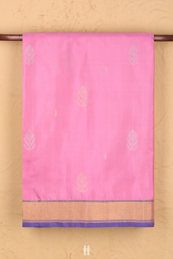 Soft Silk Saree In Pink With Floral Buttas