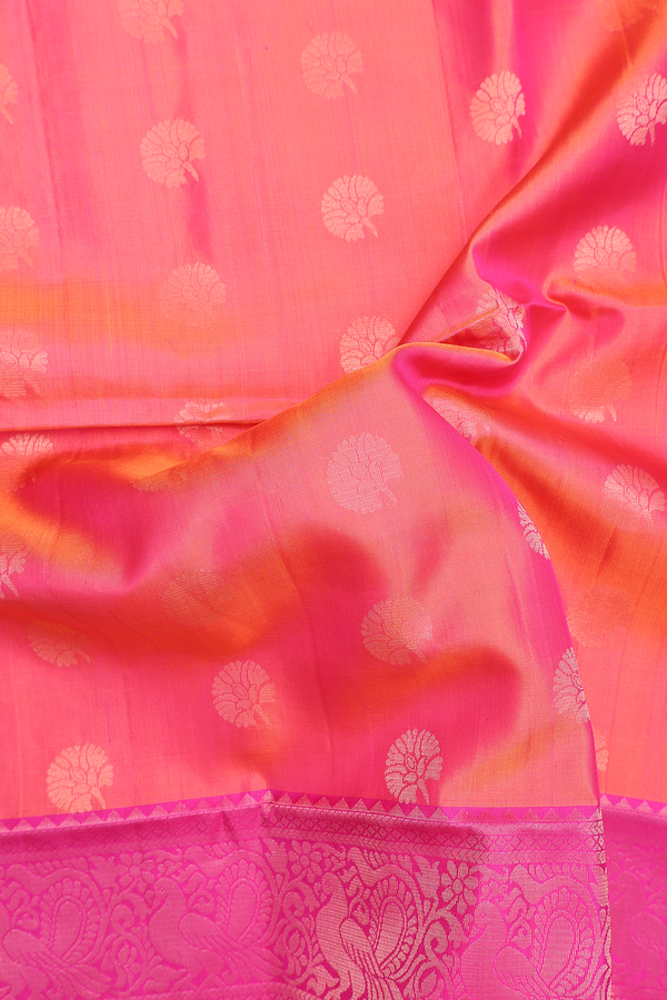 Soft Silk Saree In Pink With Floral Buttas